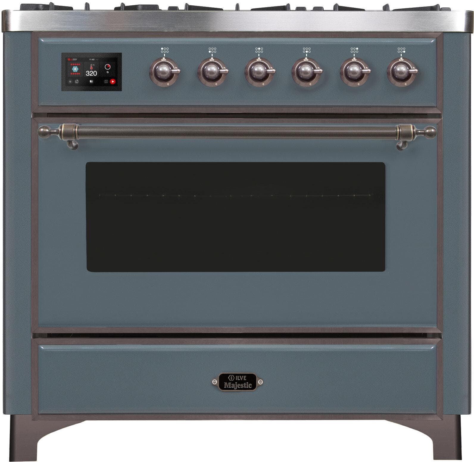 Ilve UM096DNS3BGBLP Liquid Propane In Blue Grey W/ Bronze Trim