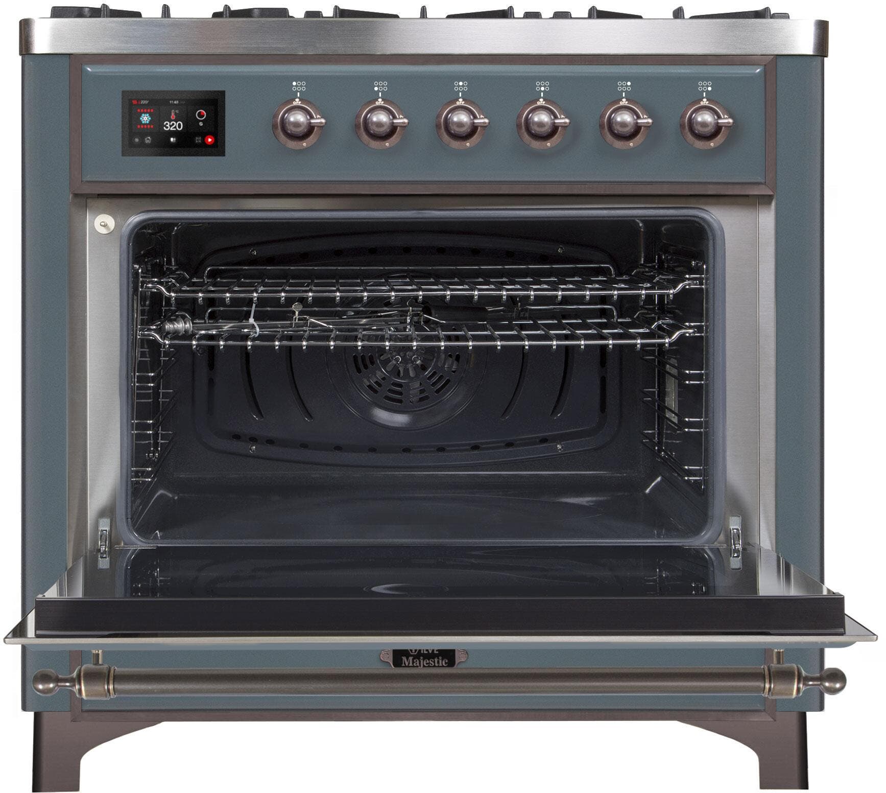 Ilve UM096DNS3BGBLP Liquid Propane In Blue Grey W/ Bronze Trim