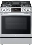 30 Inch Slide-In Dual Fuel Smart Range with 5 Sealed Burners, 6.3 cu. ft. Oven Capacity, Storage Drawer, Edge-to-edge Cooktop, Air Fry, ProBake® Convection, Air Sous-Vide, EasyClean® + Self Clean, InstaView®, Wi-Fi, SmartDiagnosis™, and UltraHeat™ Dual Burner