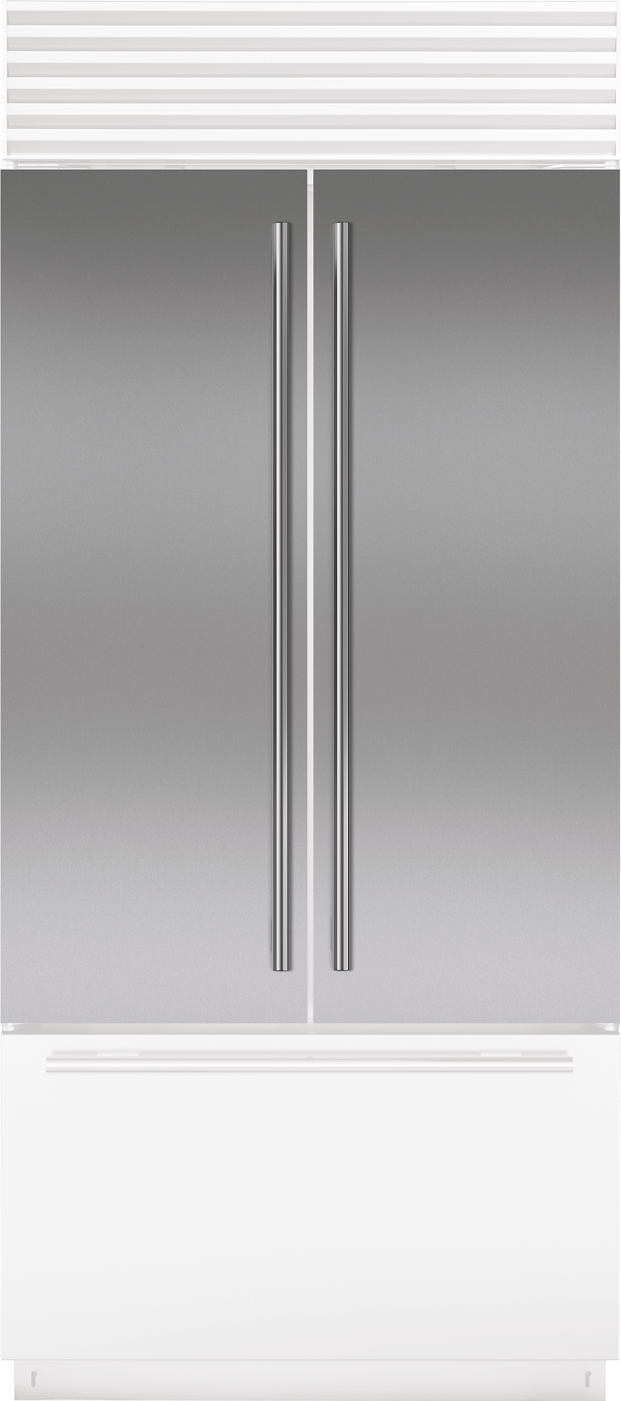Classic 36 Inch French Door Stainless Steel Flush Inset Door Panel with Tubular Handle