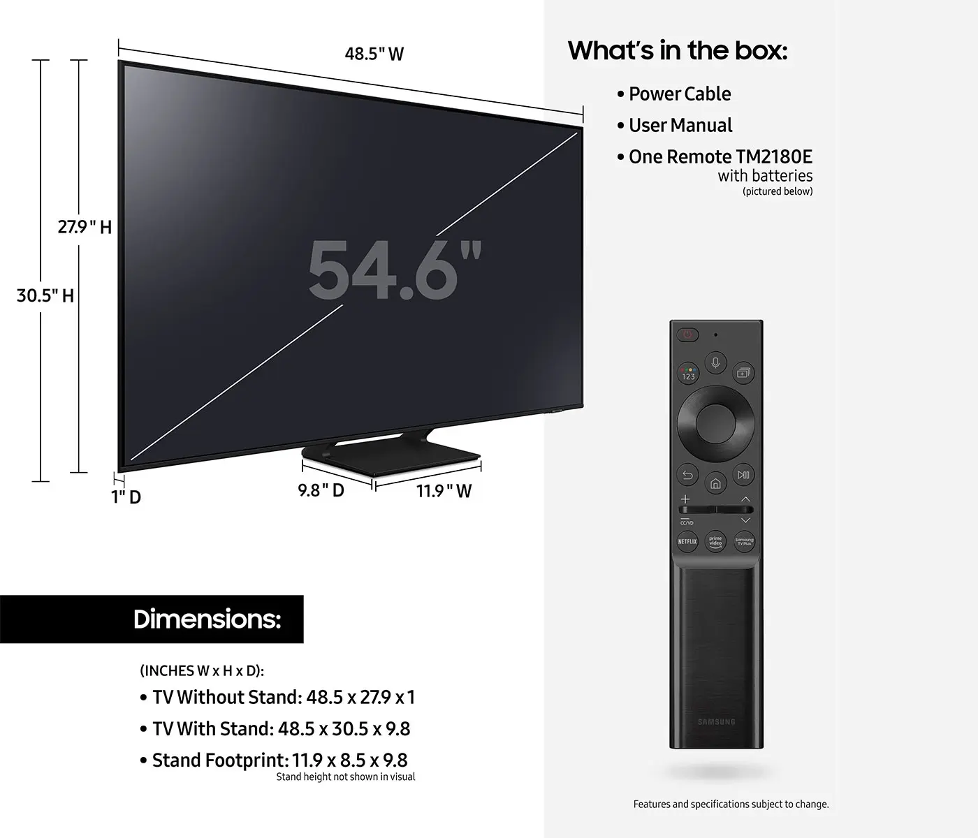 Samsung Electronics QN55Q70AAFXZA Black, 55 Inch