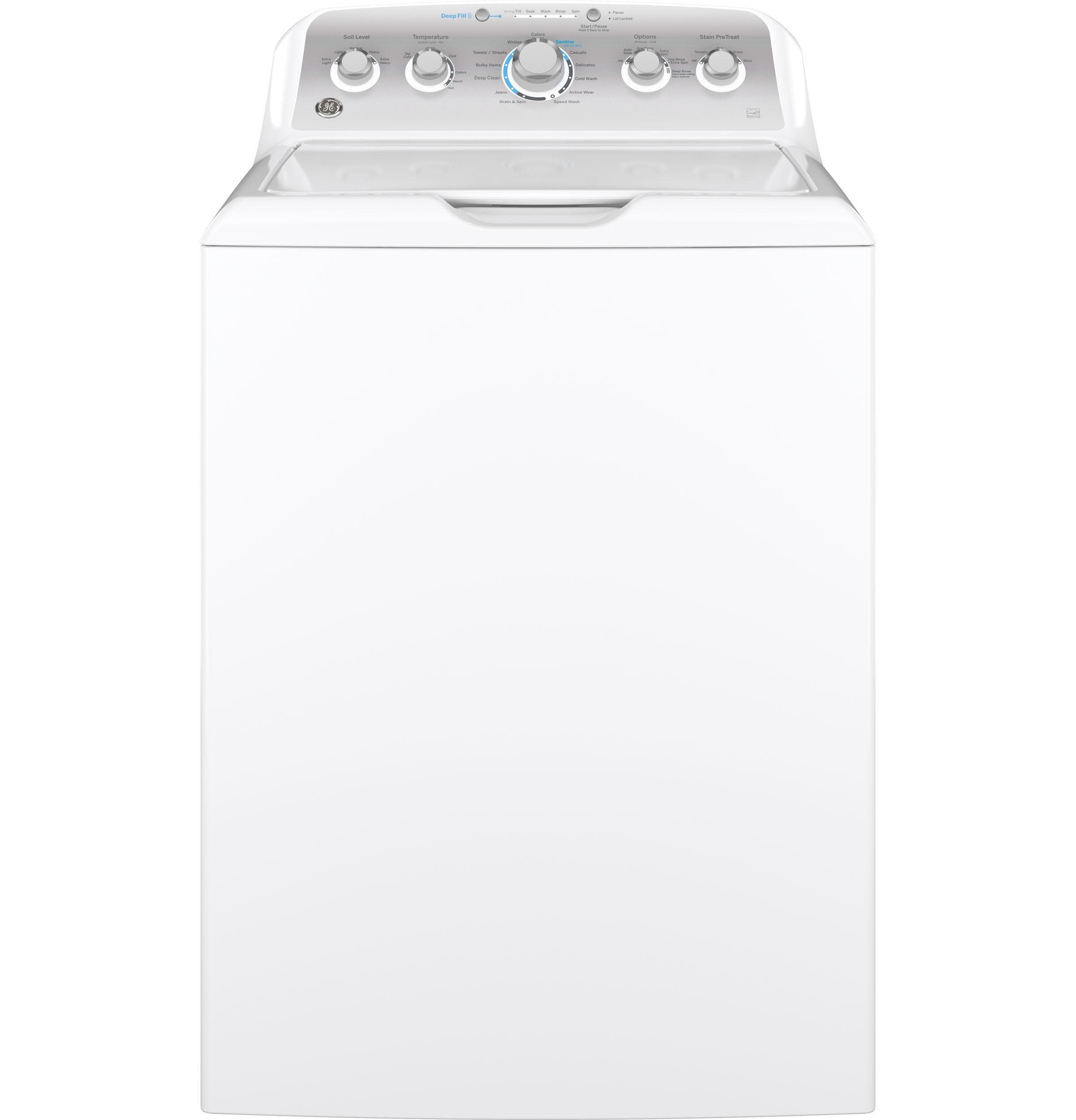 GE GTW540ASPWS White with Silver Backsplash