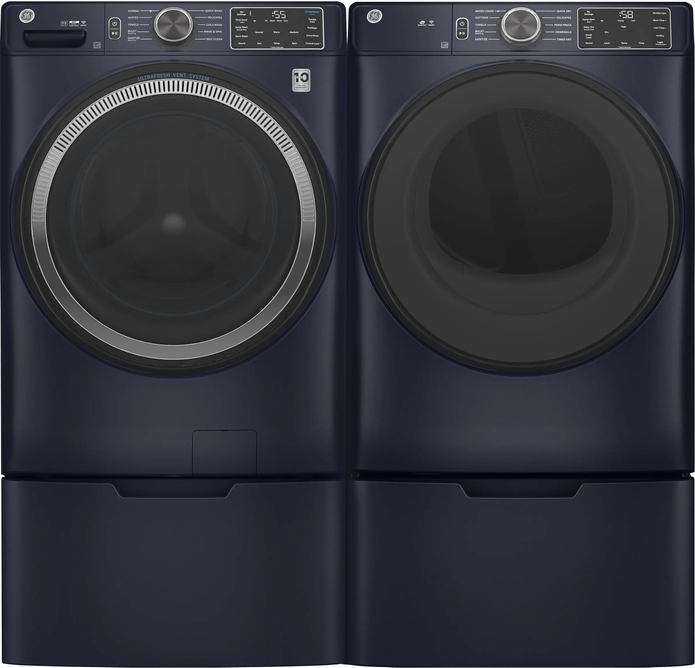 GE GFD55ESPRRS 28 Inch Electric Smart Dryer Sapphire Blue