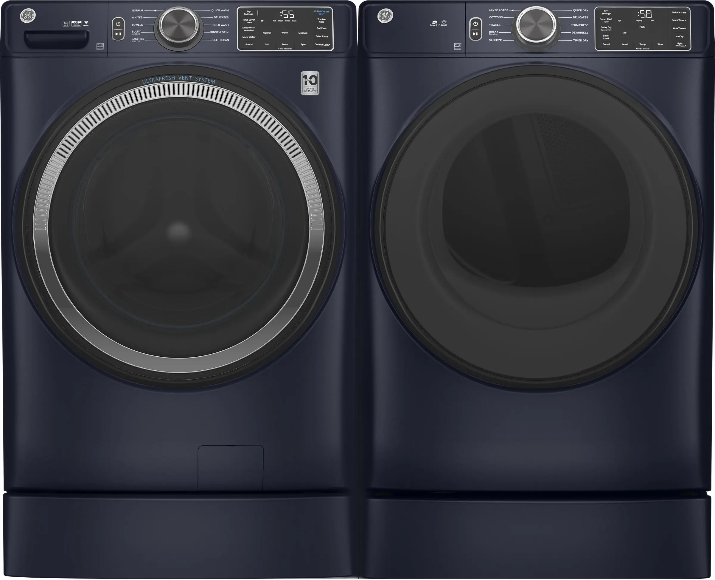 GE GFD55ESPRRS 28 Inch Electric Smart Dryer Sapphire Blue