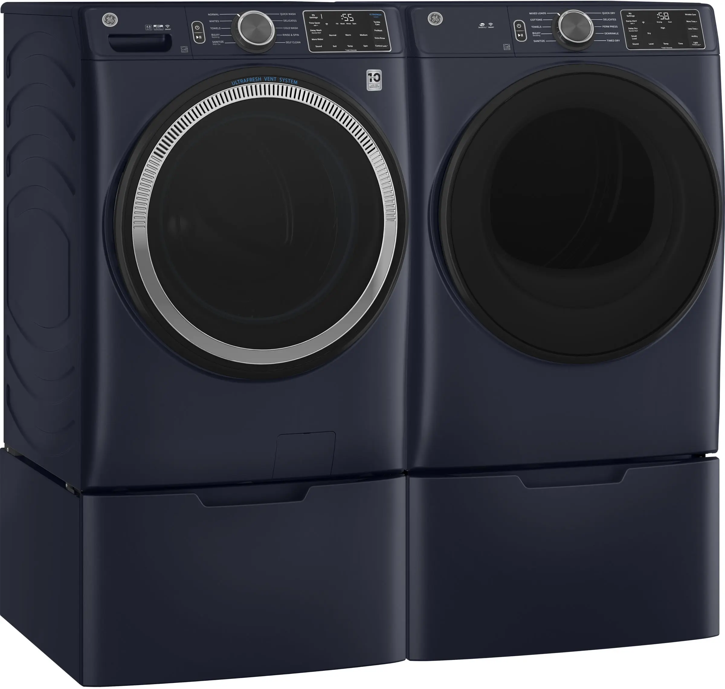 GE GFD55ESPRRS 28 Inch Electric Smart Dryer Sapphire Blue