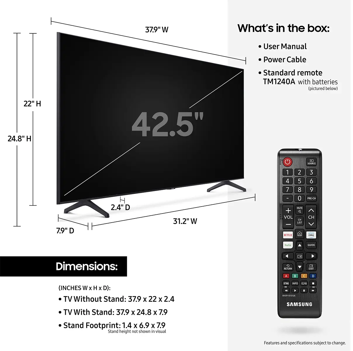 Samsung Electronics UN43TU7000FXZA 43 Inch