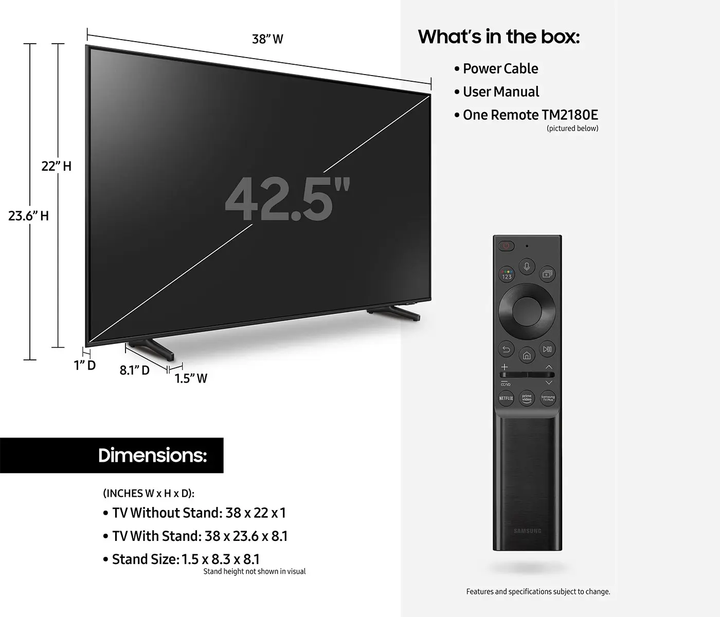 Samsung Electronics QN43Q60AAFXZA Black, 43 Inch