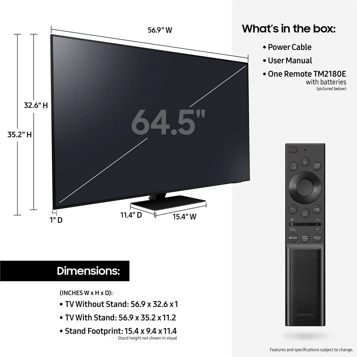 Samsung Electronics QN65QN85AAFXZA Titan Black, 65 Inch