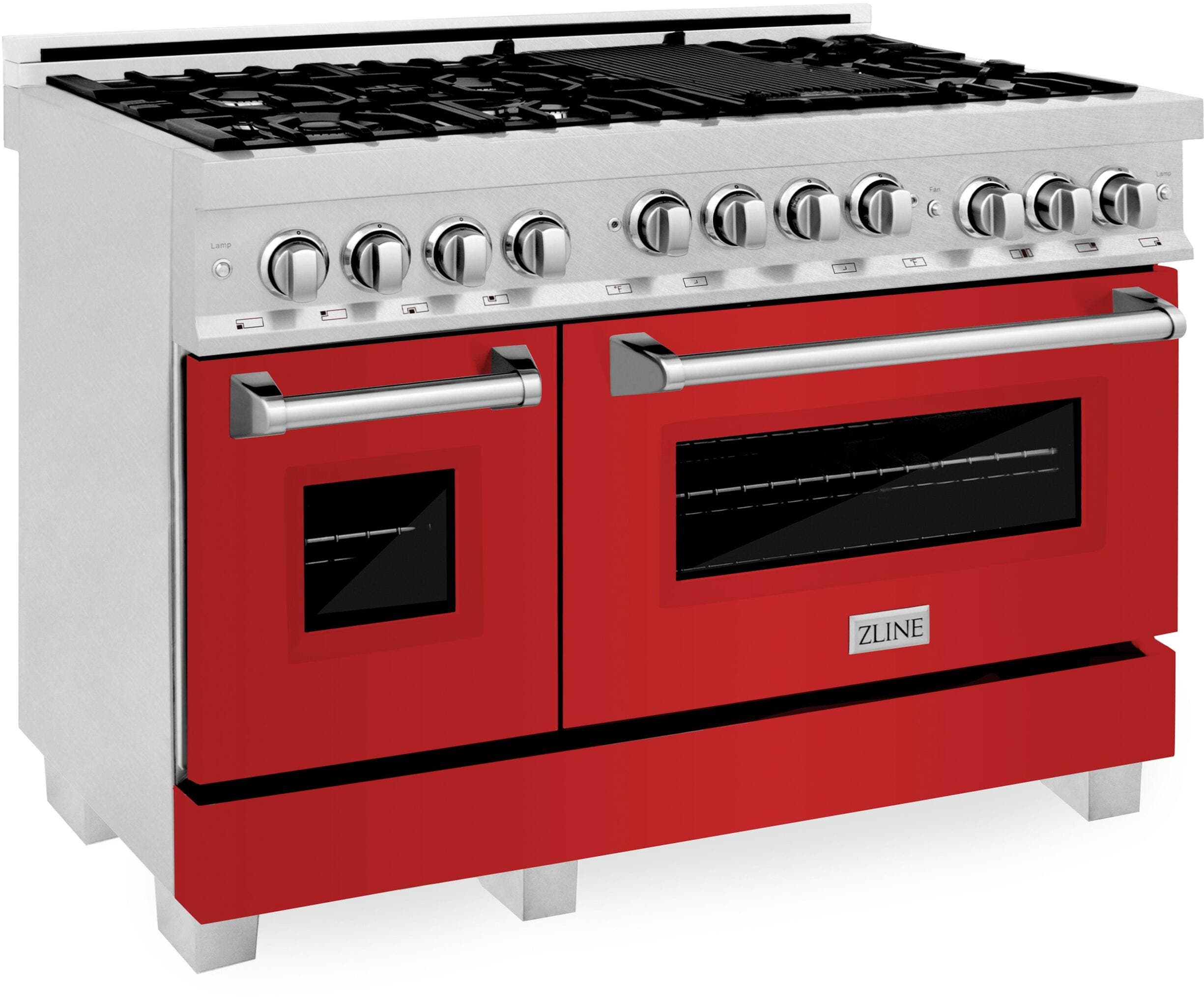 Zline RGSRM48 Durasnow Stainless Steel With Door In Matte Red