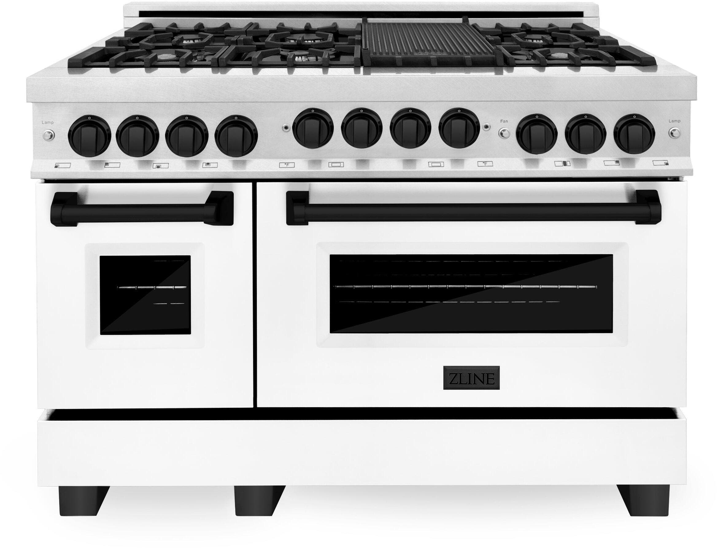 Zline RGSZWM48MB Durasnow Stainless Steel With White Matte Door And...