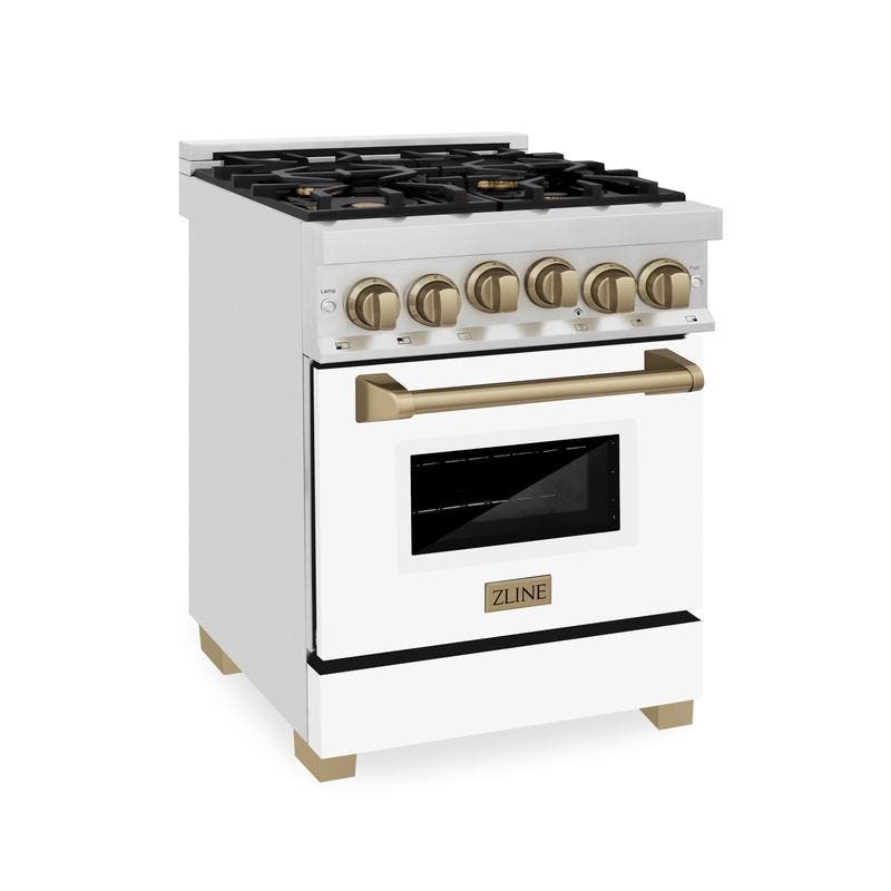 Zline RGZWM24CB Stainless Steel With White Matte Door And Champagn...