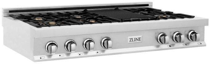 Zline RTBR48 Black Stainless Steel With 7 Gas Brass Burners