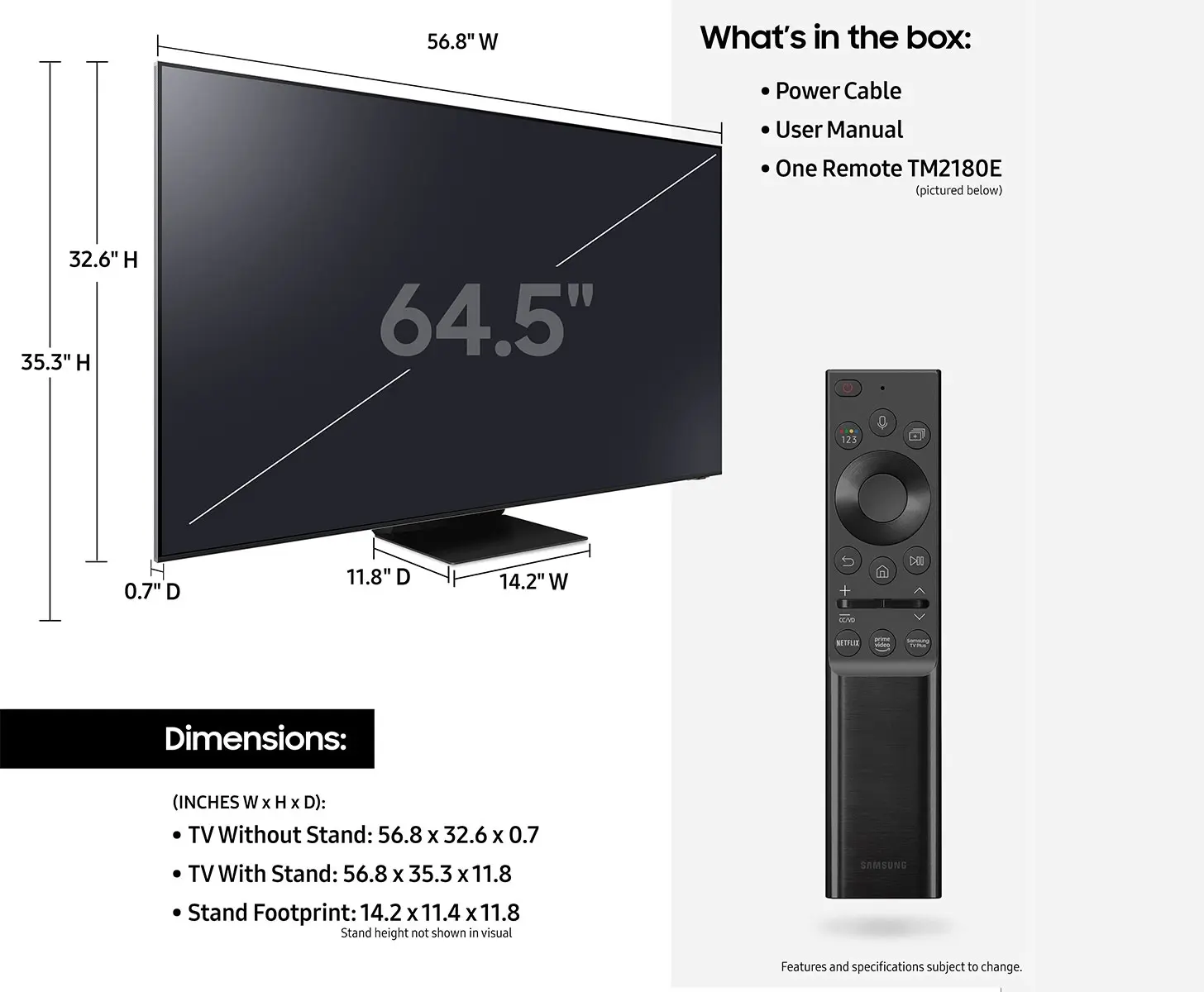 Samsung Electronics QN65QN800AFXZA Stainless Steel, 65 Inch