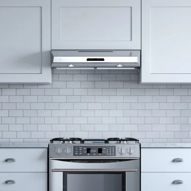 XO Ventilation XOE30B 30 Inch Under Cabinet Range Hood with 350 CFM: Bla...