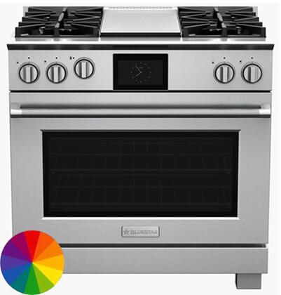 Bluestar BSDF364GLCPLT 36" Dual Fuel Range  w/ 4 Burners, 12" Griddle: Li...