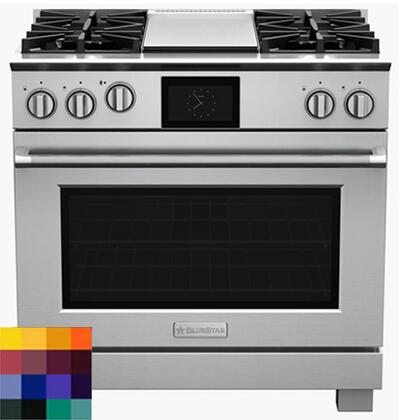 Bluestar BSDF364GLCF 36" Dual Fuel Range  w/ 4 Burners, 12" Griddle: Li...