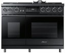 48 Inch Freestanding Dual Fuel Smart Steam Range with Embedded Electric Griddle, 6 Simmersear™ Brass Burners, Double Oven, 6.6 Total Oven Capacity, Dual Four-Part Pure Convection, 7" Motorized LCD Control Panel, Illumina™ Knobs, SmartThings™ App, AutoConnect™ Compatible, Real Steam™ Oven, Delay Start, Child Lock, Wok Ring, LP Conversion Kit, Perma-Flame, Self-Clean Oven, Softshut™ Hinges, Temperature Probe and Sabbath Mode