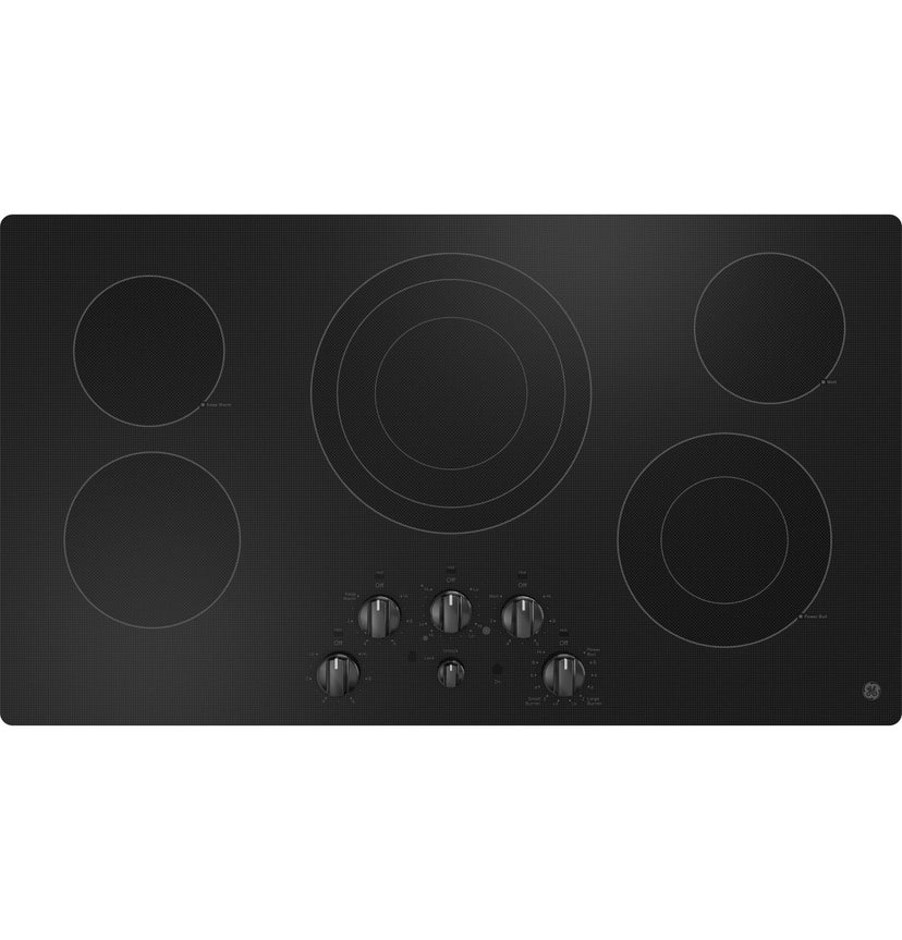 GE JEP5036DTBB 36 Inch Electric Cooktop With Radiant Elemens: Bla...