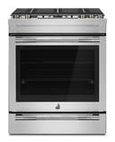 30 Inch Slide-In Gas Range with 5 Sealed Burners, 6.8 Cu. Ft. Total Capacity, Continuous Cast Iron Grates, Baking Drawer, Glide Oven Racks, Dual-Stacked PowerBurner, True Convection, DuraFinish™ Protection, Die-Cast Metal Knobs, Halogen Lighting, AquaLift® Self-Cleaning, Emotive Controls, Air Fry, LP Kit Included and Sabbath Mode