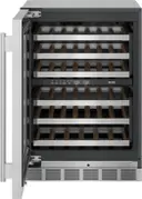 24 Inch Undercounter Dual Zone Wine Cooler with 41 Bottle Capacity, 6 Shelves, Full-Extension Racks, Touch Electronic Controls, UV Resistant Tempered Glass Door and LED Theater Lighting