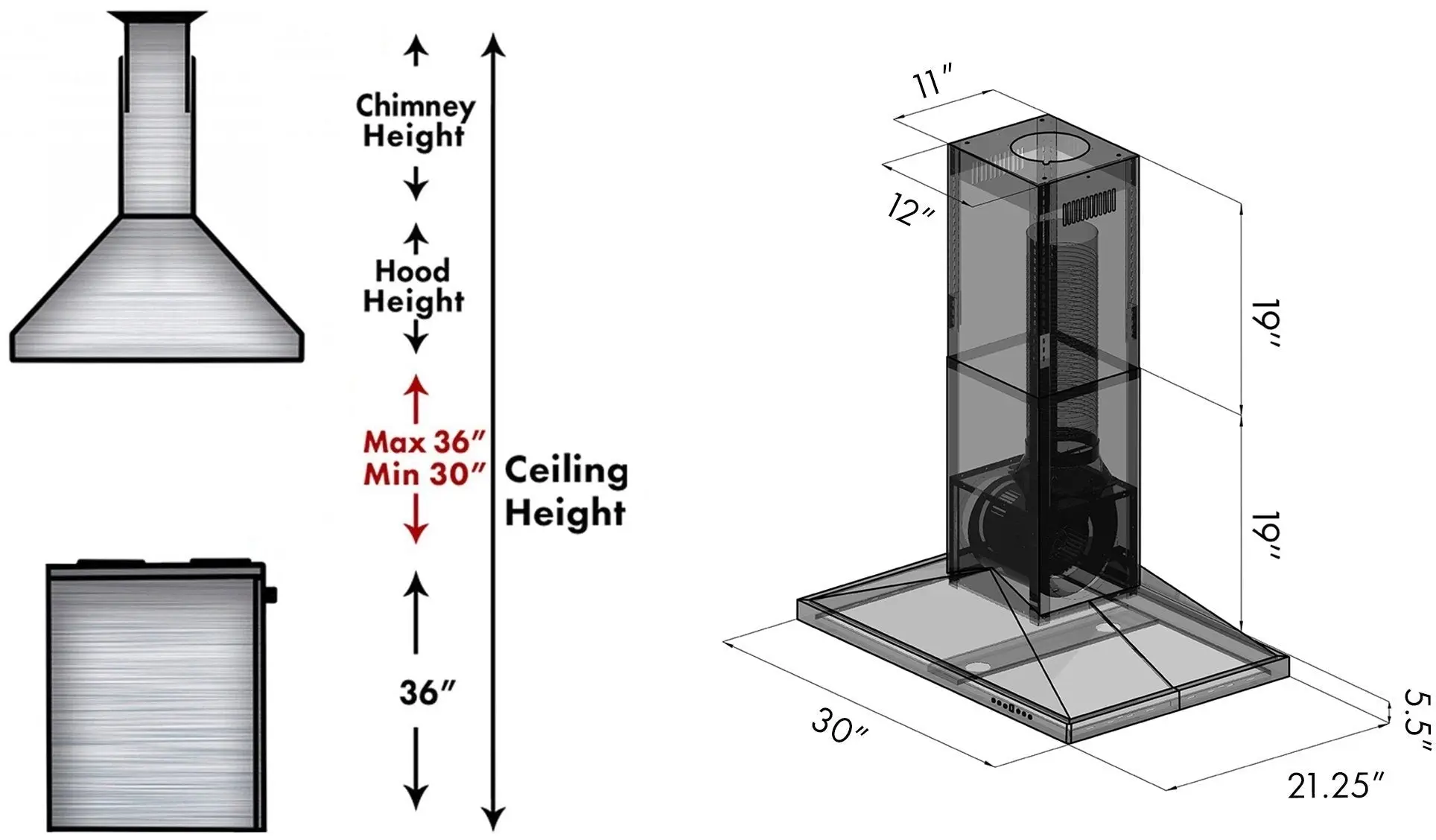 Zline BSGL2IN48 Black Stainless Steel, 48 Inch