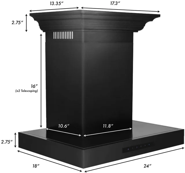 Zline BSKENCRN36 Wall MountRange Hood: 36 Inch Black Stainless Stee...