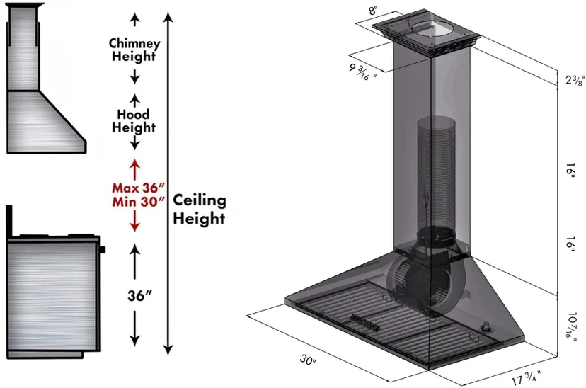 Zline KL2CRN48 Wall Mount Range Hood with 400 CFM: Stainless Stee...