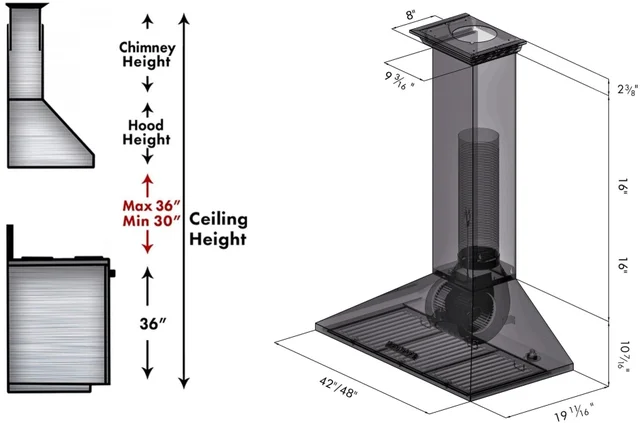 Zline KL2CRN48 Wall Mount Range Hood with 400 CFM: Stainless Stee...