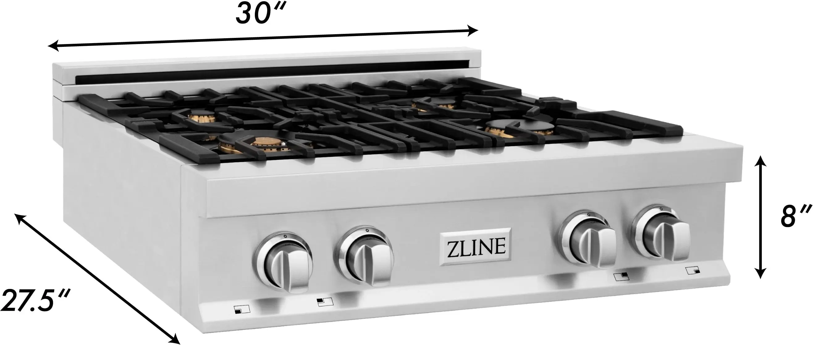 Zline RTBR30 Black Stainless Steel With 4 Gas Brass Burners