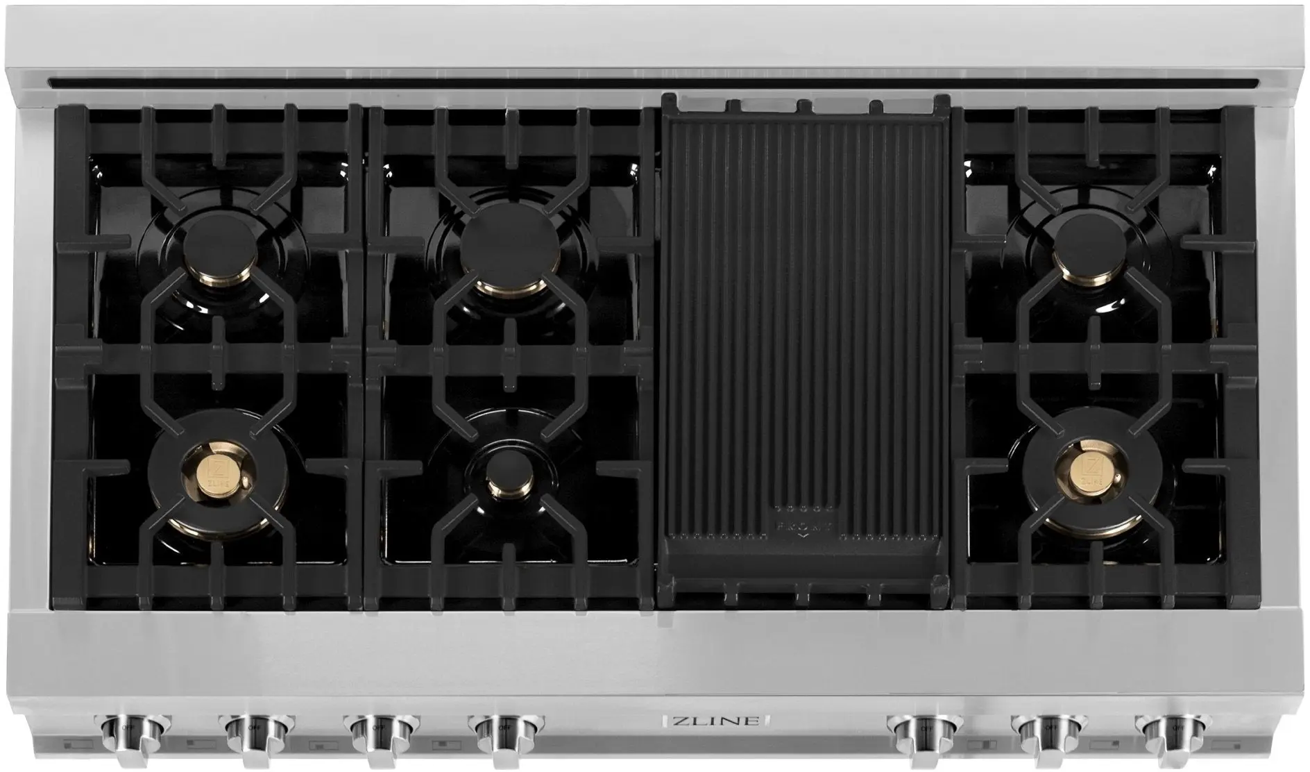 Zline RTBR48 Black Stainless Steel With 7 Gas Brass Burners