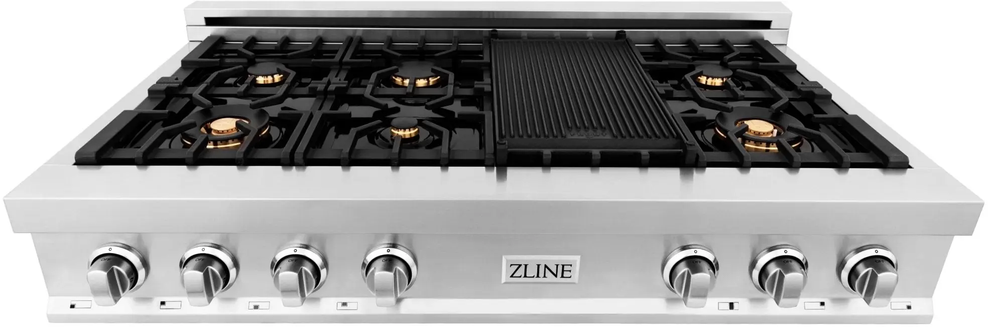 Zline RTBR48 Black Stainless Steel With 7 Gas Brass Burners