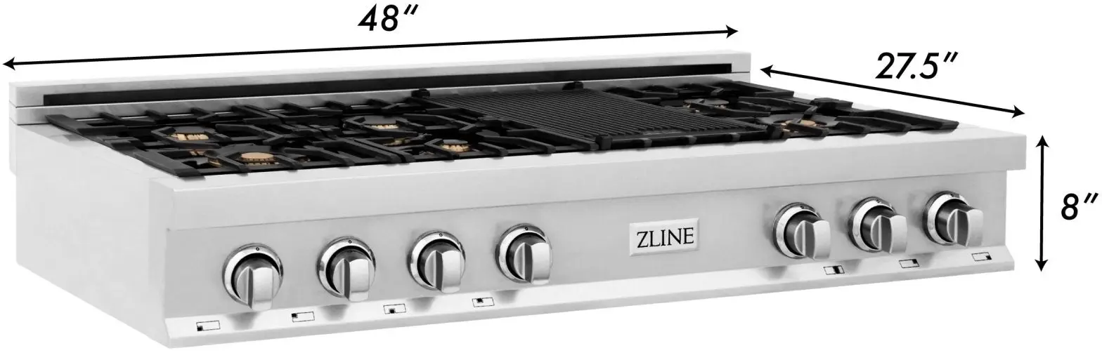 Zline RTBR48 Black Stainless Steel With 7 Gas Brass Burners