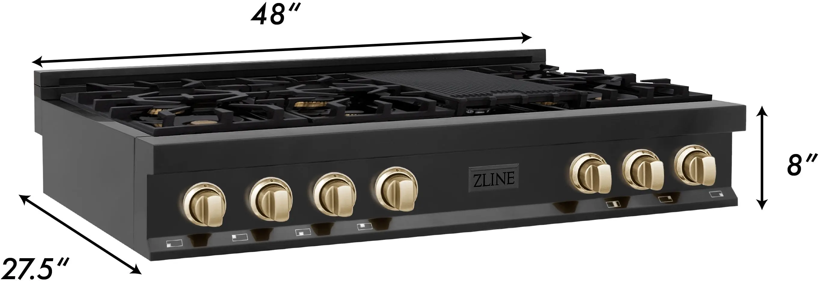 Zline RTBZ48CB Black Stainless Steel And Champagne Bronze Accents