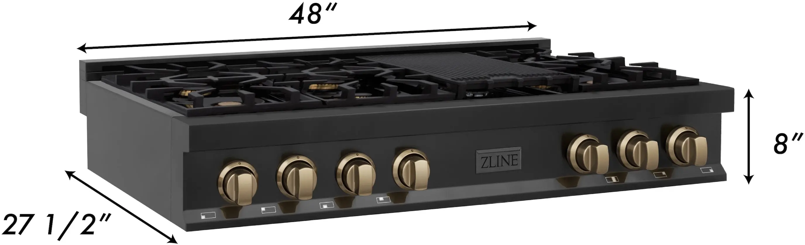 Zline RTBZ48CB Black Stainless Steel And Champagne Bronze Accents