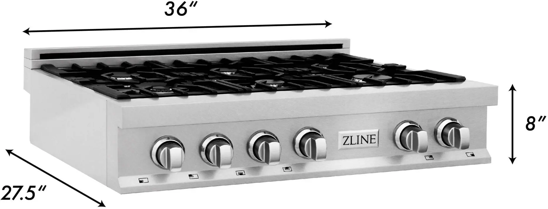 Zline RTSBR36 36 Inch Durasnow Stainless Steel, Brass Burners