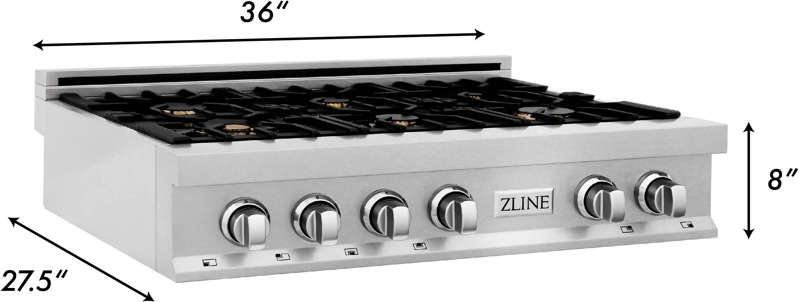 Zline RTSBR36 36 Inch Durasnow Stainless Steel, Brass Burners