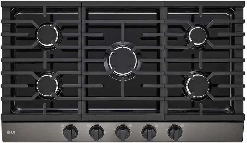 LG CBGJ3623D 36 Inch Gas Cooktop Black Stainless Steel | Plesser's