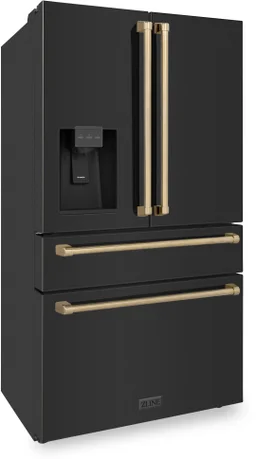 Black Stainless Steel With Champagne Bronze Handles