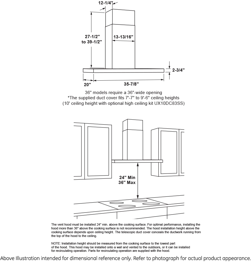 GE UVW8361SLSS Stainless Steel with 36 Inch