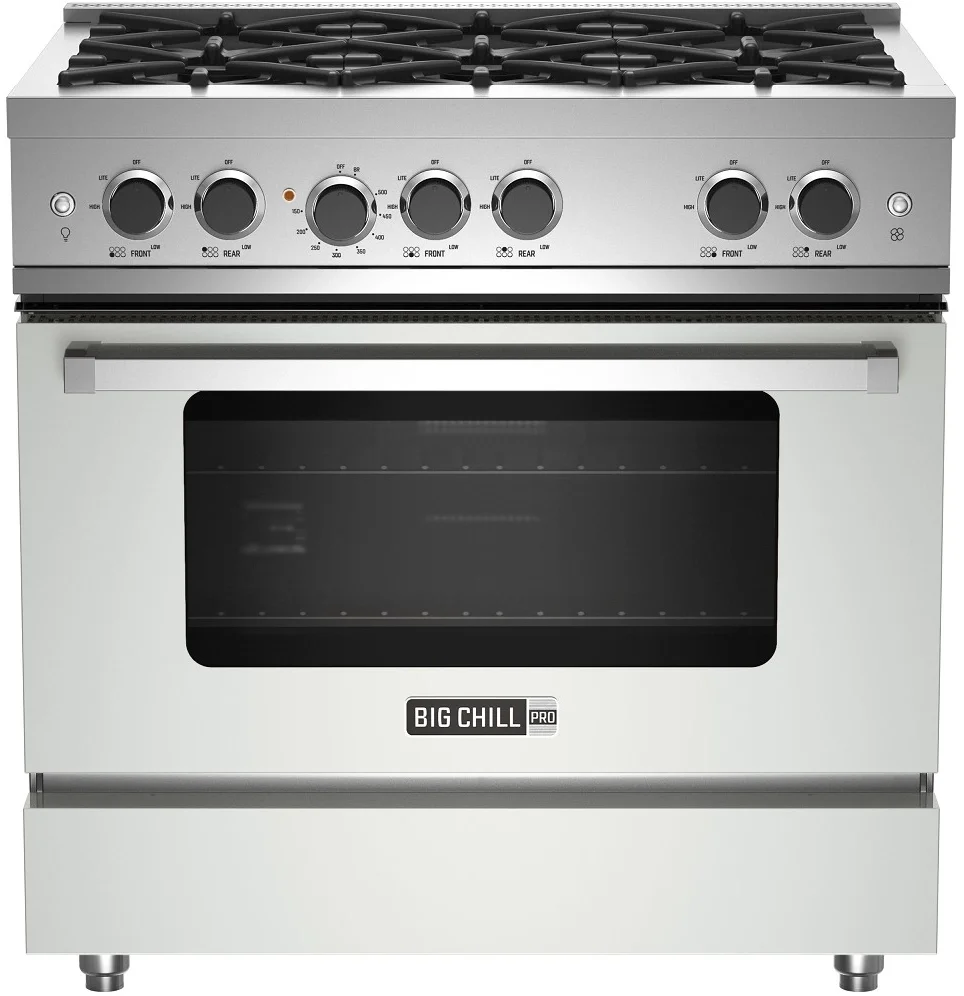 Big Chill BCPRO36CWLP 36 Inch Pro Gas Range Classic White, Liquid