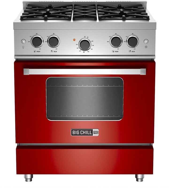 Big Chill BCPRO30CRNG 30 Inch Pro Gas Range: Cherry Red, Natural Gas