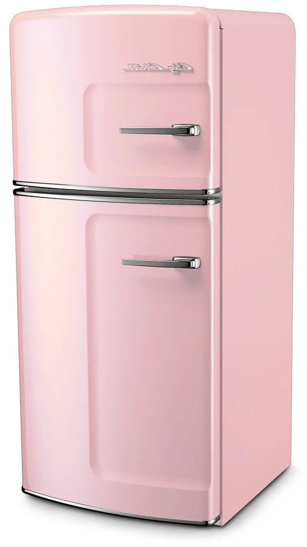 Big Chill BC14TFRRI1PL 28 Inch Retro Refrigerator With Ice Maker: Pink Le...