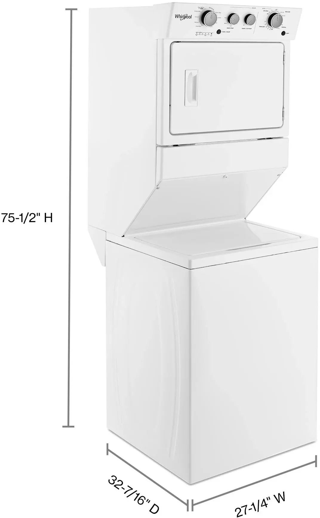 Whirlpool WET4027HW 28 Inch Electric Laundry Center White