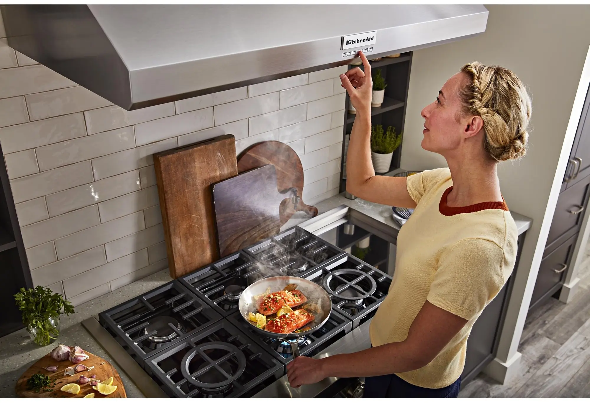 KitchenAid KCGC558JSS 48 Inch Commercial-Style Gas Rangetop