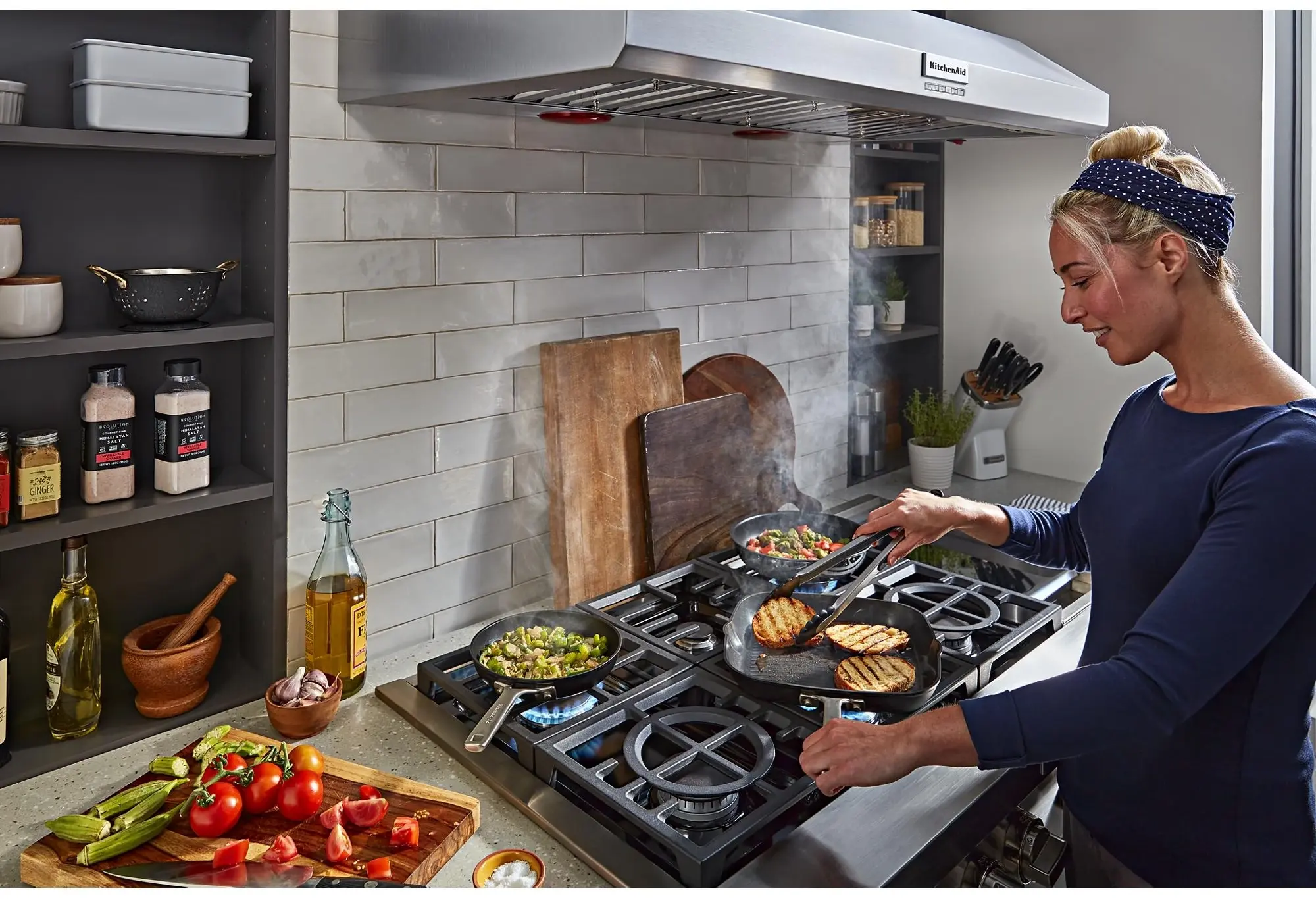 KitchenAid KCGC558JSS 48 Inch Commercial-Style Gas Rangetop