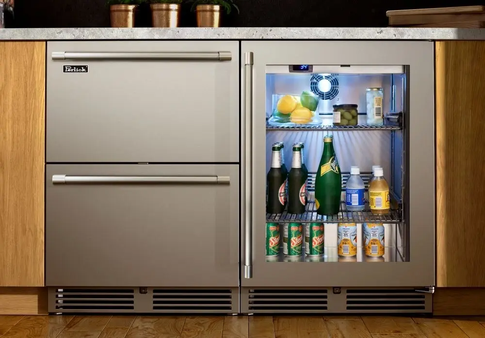 Perlick HP24RS41LL W/ Stainless Steel Glass Door, Right Hinge, W/ Loc...