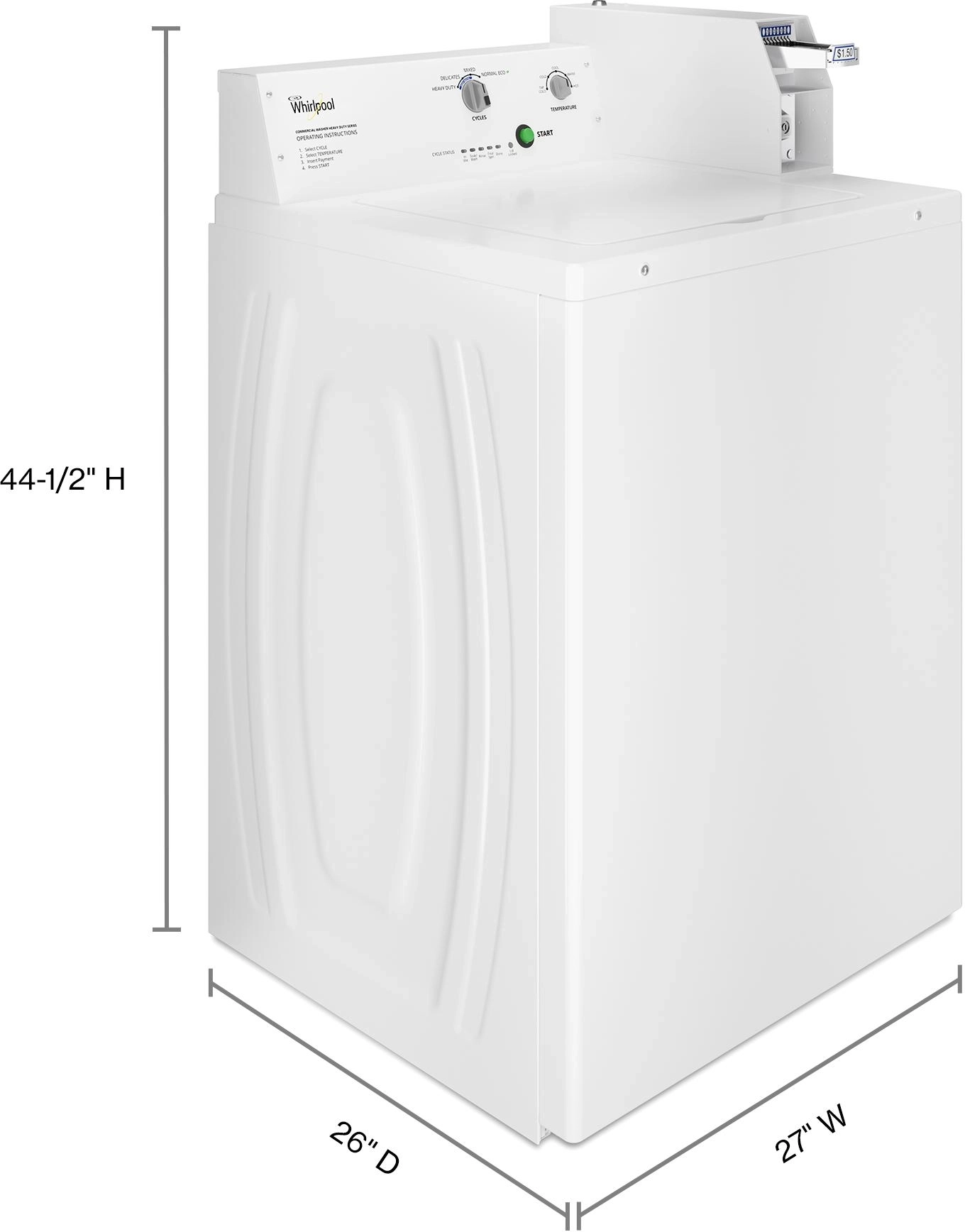 Whirlpool CAE2745FQ White with Coin Box