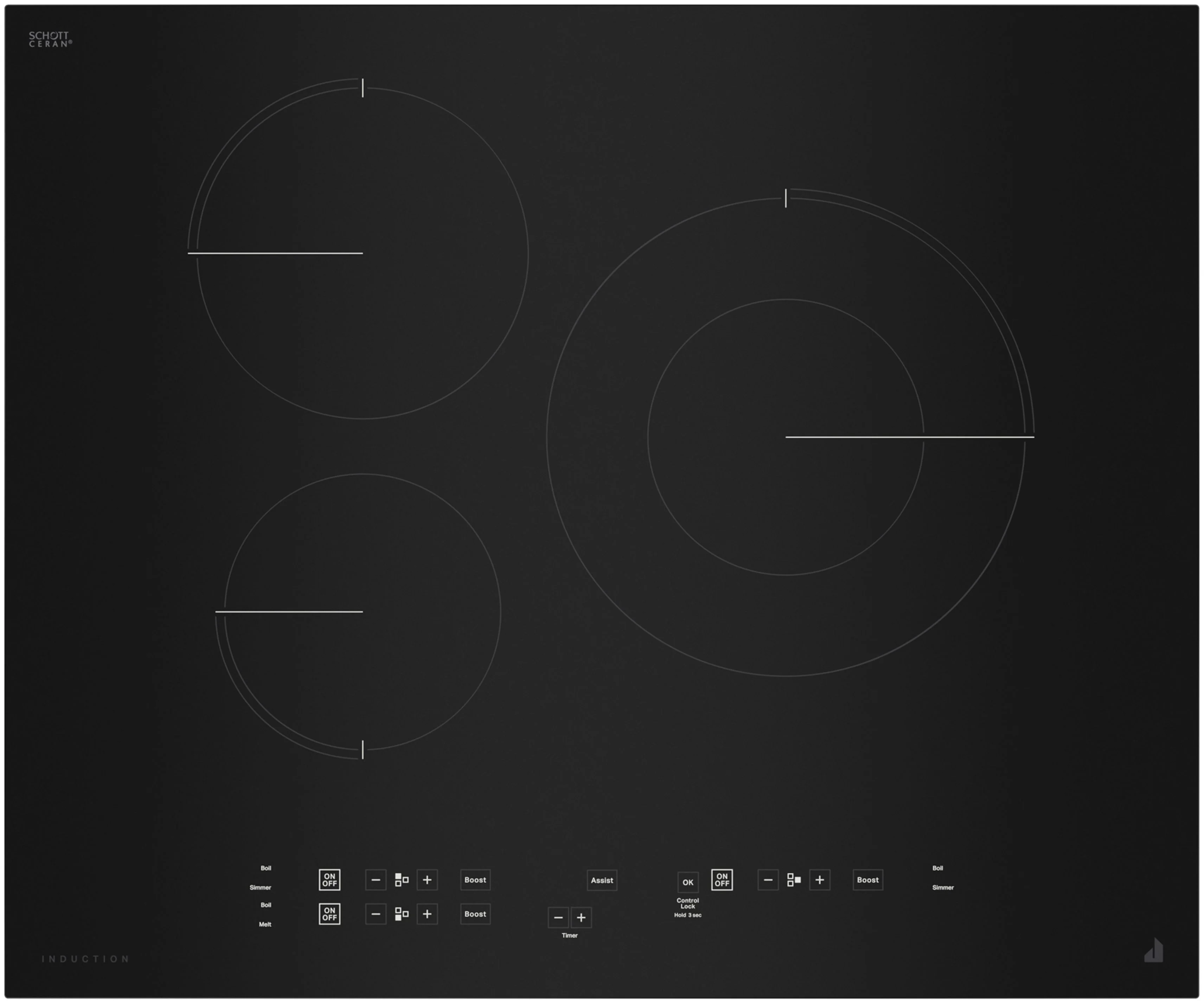 Jenn Air JIC4324KB 24 Inch Electric Induction Cooktop with 3 Element
