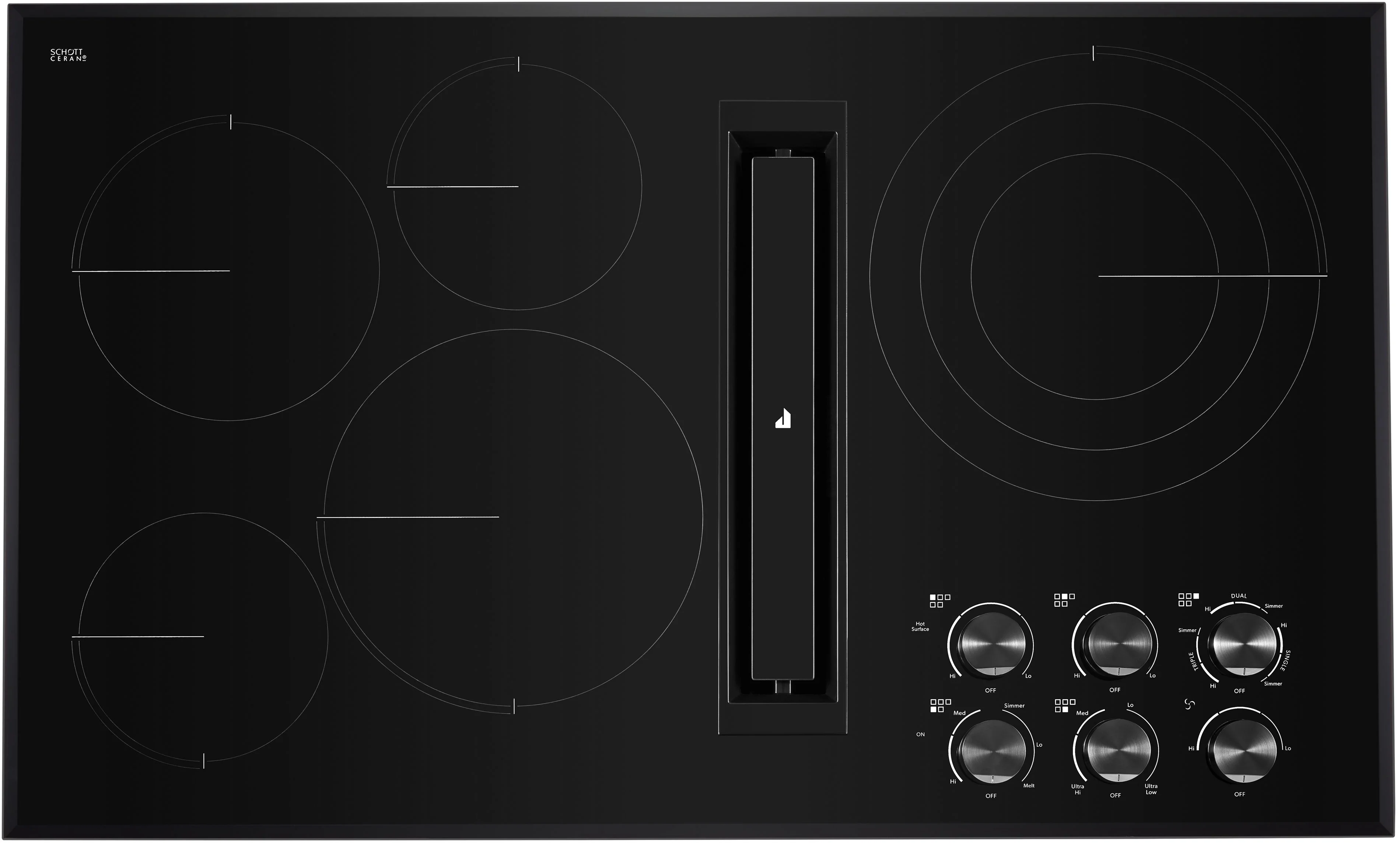 Jenn Air JED3536GB 36 Inch Electric Downdraft Cooktop Black | Plesser's