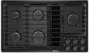36 Inch Gas Cooktop with 5 Sealed Burners, Continuous Grates, 17,000 BTU Ultra-High Output Burner, 5,000 BTU Ultra-Low Output Burner, 3-Speeds, JX3™ Downdraft Ventilation System, Prop 65, ADA Compliant, and UL Certified